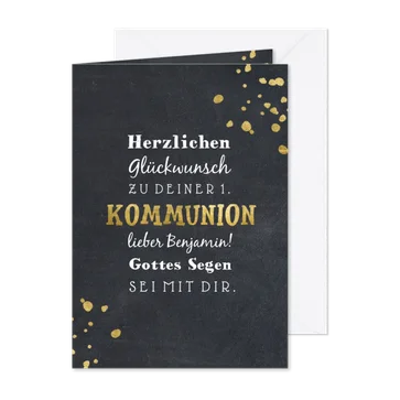Kommunion Glückwunschkarte Goldakzente